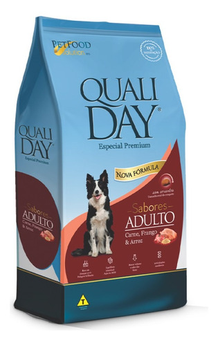Ração Qualiday Premium Cão Adulto Carne Frango Arroz 15kg