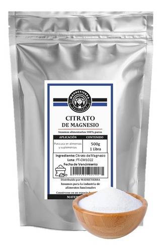 Citrato De Magnesio (500gr) 100% Puro - g a $93