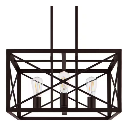 Lampara De Techo Colgante Para Comedor 4 Luces Estructura Marrón