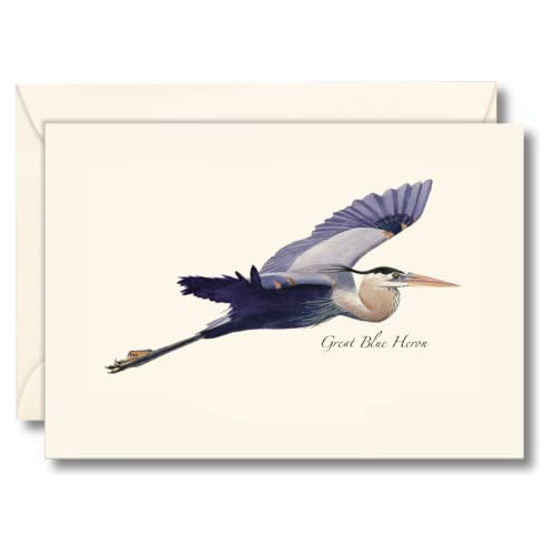 - Great Blue Heron In Flight Notecard Set - 8 Blank Car...