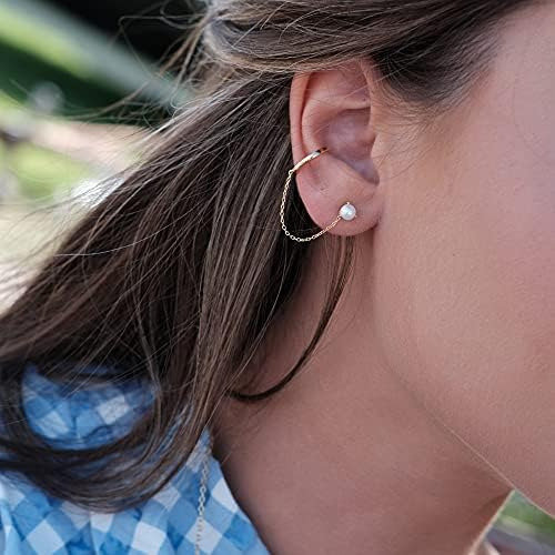 Earcuff Con Cadena De Oro Delicado | Pendientes De Puño A Ló