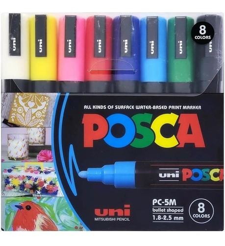 Marcadores Uni Posca Pc-5m 2,5mm Estuche X 8 Originales Lb