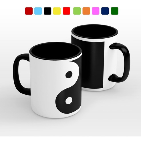 Taza Personalizada Yin Yang Modelo Interior Y Asa De Color