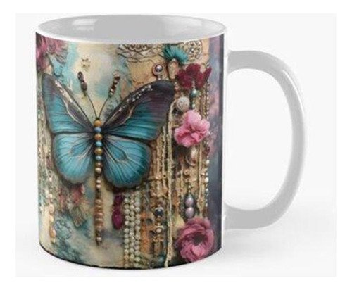 Taza Impresión De Collage De Mariposas De Técnica Mixta Cali