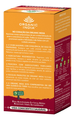 Chá Hibisco Hortelã Canela Ceilão 25 Sachês Organic India