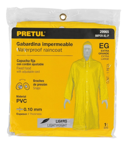 Imagen 2 de 4 de Gabardina Impermeable Pvc Espes 10mm Ex-grande Pretul 29965