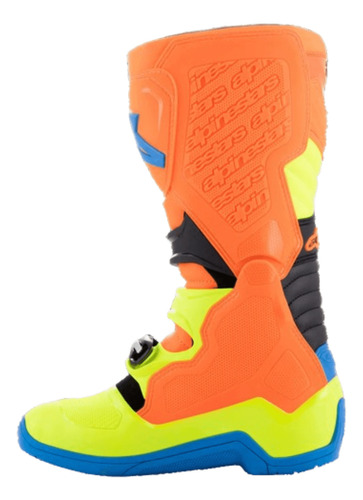 Bota Alpinestars Tech 5 Laranja/azul/amarelo Fluor