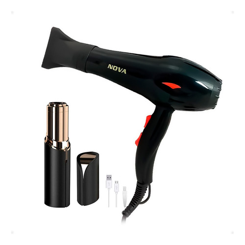 Secador De Pelo Nova 3200w + Depilador De Vello Facial Otec