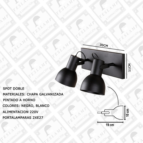 Imagen 2 de 6 de Pack X2 Lampara Aplique Spot Dos Luces Apto Led