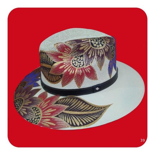 Imagen 1 de 6 de Elegante Sombrero Artesanal Pintado A Mano Varios Modelos 4