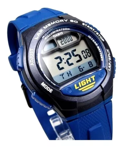 Casio Reloj Hombre Digital Azul Sumergible 10 ATM Luz WS-734-2A