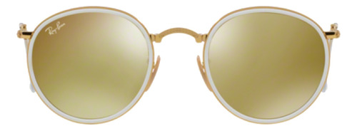 Ray-Ban Round Folding RB3517 - Brown/Gold - Cristal - Espejada - Gold - Metal - Gold - Metal - Standard