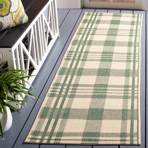 Alfombra Pasillo 2 Pie 3  X 6 7  Verde Beige Impermeable