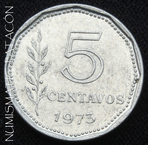 Moneda 5 Centavos De Peso Ley 1973 - Excelente