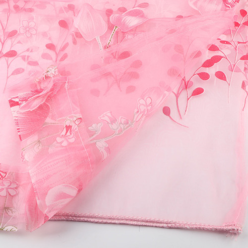 Cortinas De Tul, 100 X 200 Cm, Con Estampado De Tulipanes, C