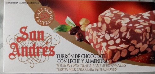 Turrón Español San Andrés De Chocolate Con Leche Almendrado