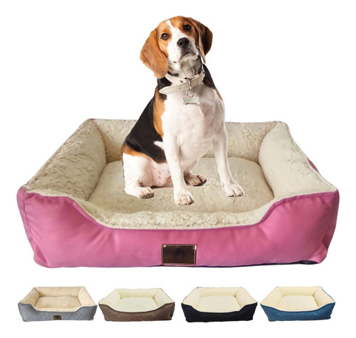 Cama De Pelúcia Fofinha Para Pets Grande 60 X 50 X 16 Cm Cor Rosa Desenho Lisa
