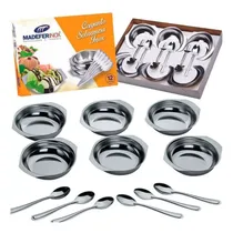 Comprar Conjunto Jogo De Tigelas E Colheres De Inox Para Sobremesa