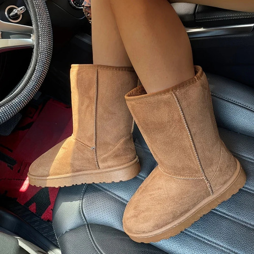 Cómodas Botas Medianas De Color Liso Top Snow Versatiles