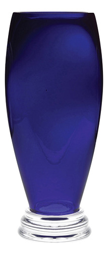 Barski  Mano Vidrio Footed Florero Redondo Cobalto 14 H