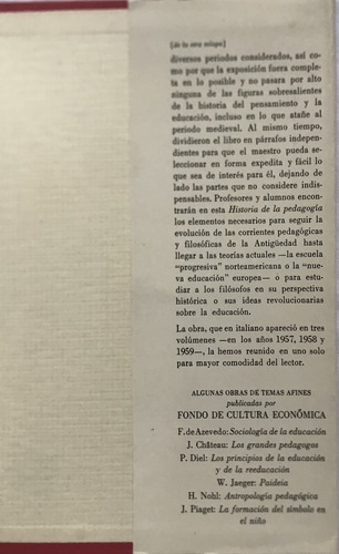 Historia De La Pedagogía / Abbagnano Y Visalberghi / F C E (Usado)