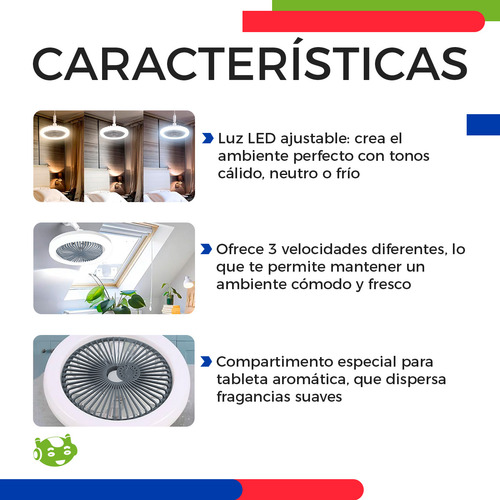 Ventilador De Techo Con Luz Led De 10 Pulgadas Para Aromaterapia Slim Company Conector E27 Ajustable 120v 30w 350 Rpm 5 Aspas 3 Velocidades Con Control Remoto 3 Intensidades Color Gris