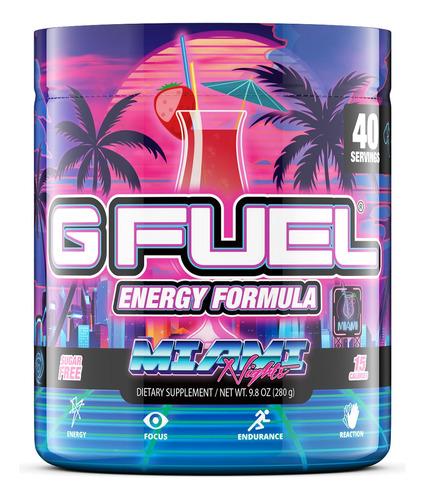 G Fuel Miami Nights - Polvo Energetico Con Sabor A Fresa Y P