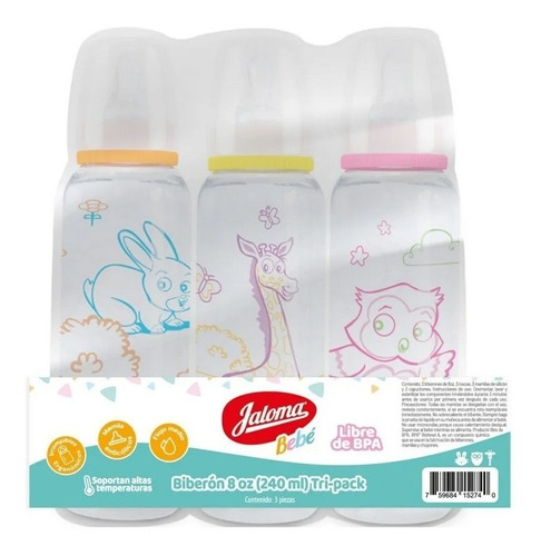 Biberón Jaloma 8oz Paq C/3 Bpa Free