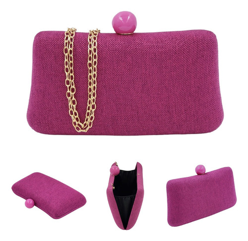 Bolsa Clutch De Festa Linho Carteira Com Alça Feminina Moda Cor Pink