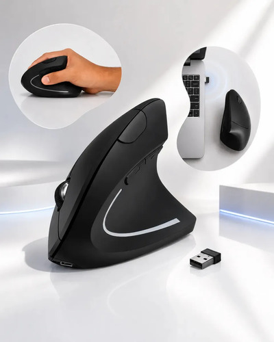 Mouse Vertical Ergonômico Recarregável Sem Fio Bluetooth Led Usb 2.4g 1600 Dpi Silencioso Portátil