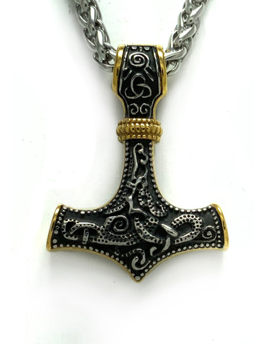 Collar Dije Vikingo Martillo Thor Amuleto Guerrero Mjolnir 