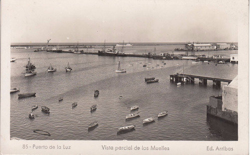 Antigua Postal Fotografia Muelle Puerto De La Luz Canarias