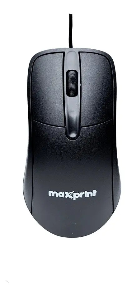 Mouse Óptico Usb Com Fio 1200 Dpi Maxprint + Mousepad Preto
