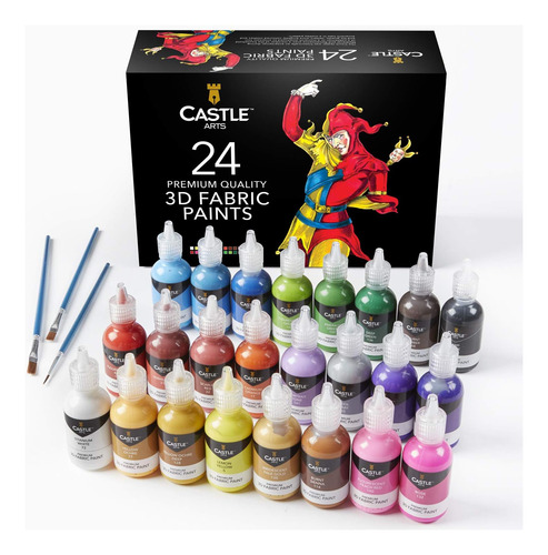 Set De 24 Pinturas 3d Con Accesorios Para Tela Ropa Textiles