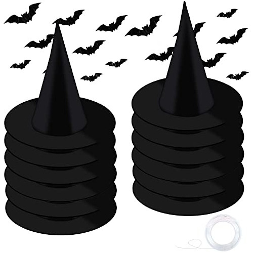 12pcs Halloween Witch Hats Black Hanging Halloween Cost...