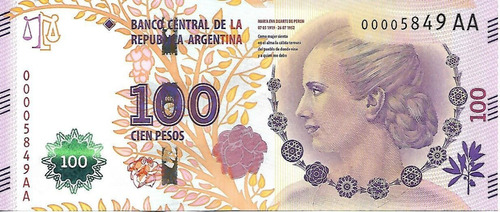 Billete Argentina $100 Serie Aa Sin Circular N° Bajo Palermo