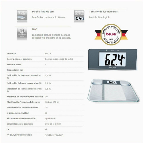 Balanza Medidor De Peso - Medidor Grasa Masa Muscular - Calorias - Fitness Precisión - Garantia - Deporte Entrenamiento