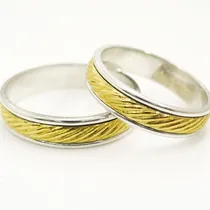 Comprar Alianzas Oro Y Plata 925 Facetadas  Anillos Compromiso Oro