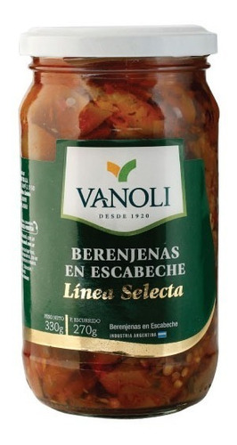 Imagen 1 de 2 de Berenjenas En Escabeche Vanoli Linea Selecta 330 Gr