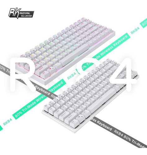 Imagen 9 de 10 de Teclado Inalambrico Blanco Rgb Royal Kludge Rk84 Tkl Brown S