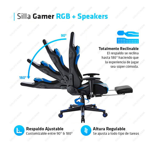 Imagen 2 de 10 de Silla Gamer Sillon Pc Escritorio Oficina Racing Led Rgb
