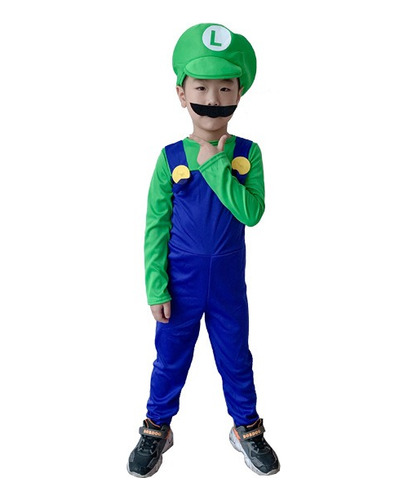 Disfraz Mario Bross O Luigi Niño Halloween Cosplay Fiesta Con Sombrero Y Barba Superheroe Juegos Super Mario Rendimiento Vestidos Navidad Mascarada