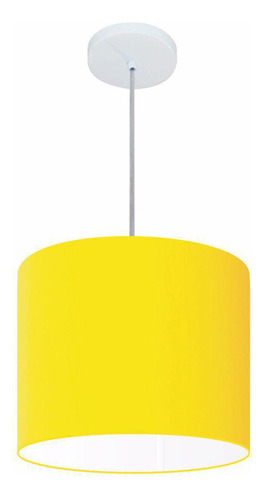 Lustre Pendente Cilíndrico Md-4054 30x21cm Amarelo - Bivolt