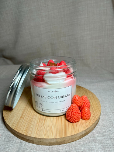 Vela De Soja Aroma Fresas Con Crema