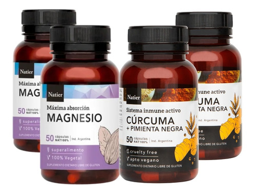 Kit Magnesio X2 + Curcuma + Pimienta Negra X2 Natier