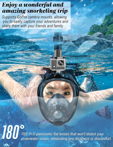 Máscara De Snorkel Facial Visión Panorámica 180 Grados