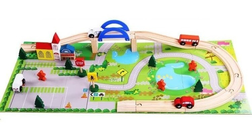 Imagen 1 de 6 de Pista De Autos Didactica Encastre De Madera