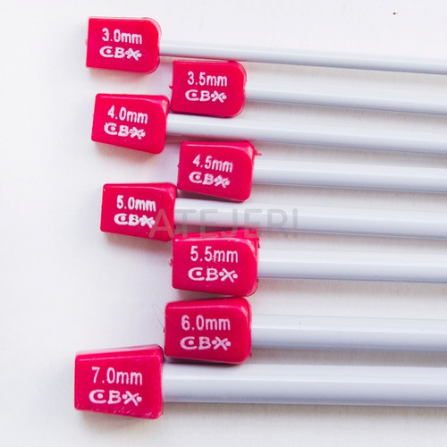 Imagen 3 de 10 de Agujas Tricot De Aluminio Marca Cbx N° 4 X Caja 12 Pares