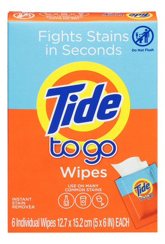 Tide To Go Wipes Toallitas Removedoras De Manchas Ropa 6pc