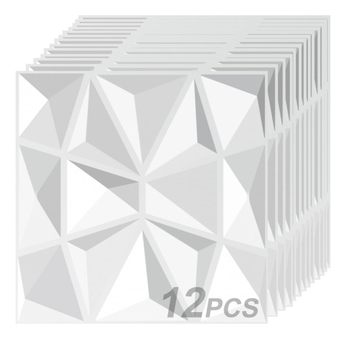 Panel 3d Decorativo 50x50cm Blanco Parede Geométricos 12pz